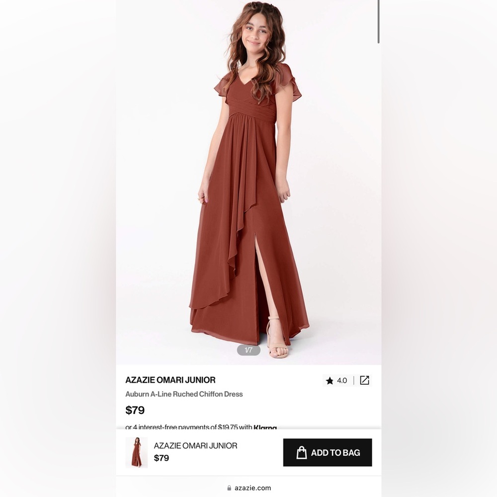 Azazie Omari junior brides maid dress